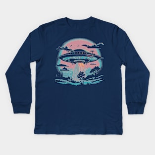 Retro UFO Kids Long Sleeve T-Shirt